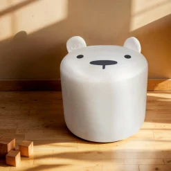 Petit Meuble Enfant|EMINZA Pouf enfant (H25 cm) Ourson Blanc