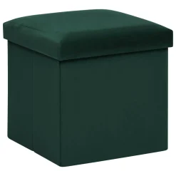 Pouf De Rangement|ATMOSPHERA Pouf pliable simple velours ( 38 x 38 cm) Tess Vert