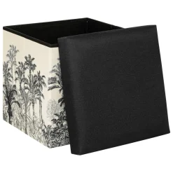 Pouf De Rangement|ATMOSPHERA Pouf pliant Benicio et Blanc Noir