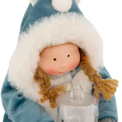Père Noël, Animaux Et Personnage|Déco Et Objet Lumineux|JJA Poupée lumineuse assise (H41 cm) Alice et bougie Bleu Ciel
