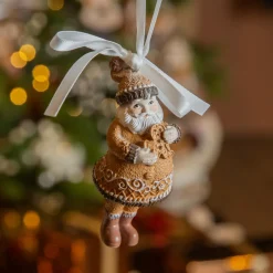 Décoration De Sapin|KAEMINGK Père Noël à suspendre (H9 cm) Klaus en Pain dépices Marron