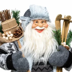 Personnage, Objet Grand Format|Père Noël, Animaux Et Personnage|Feeric Lights & Christmas Père Noël déco traditionnel (H120 cm) Arnold Gris