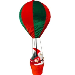 Personnage, Objet Grand Format|Père Noël, Animaux Et Personnage|KOOPMAN Père Noël en Montgolfière (H97 cm) À l'aventure et rouge Vert