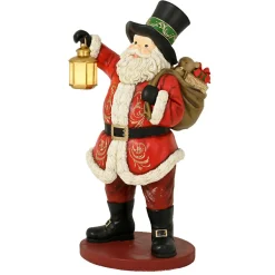 Personnage, Objet Grand Format|Père Noël, Animaux Et Personnage|KAEMINGK Père Noël Géant sur piles (H166 cm) Klaus et sa lanterne illuminée Rouge