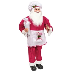 Personnage, Objet Grand Format|Père Noël, Animaux Et Personnage|JJA Père Noël traditionnel (H120 cm) Gautier le cuisinier Rouge