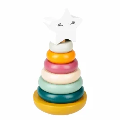 Jouet, Cadeau De Naissance|OSTARIA Pyramide à empiler bois Stella Multicolore