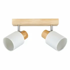 Applique|OSTARIA Rampe de spot 2 abat-jours (L37,5 cm) Tissu he Blanc