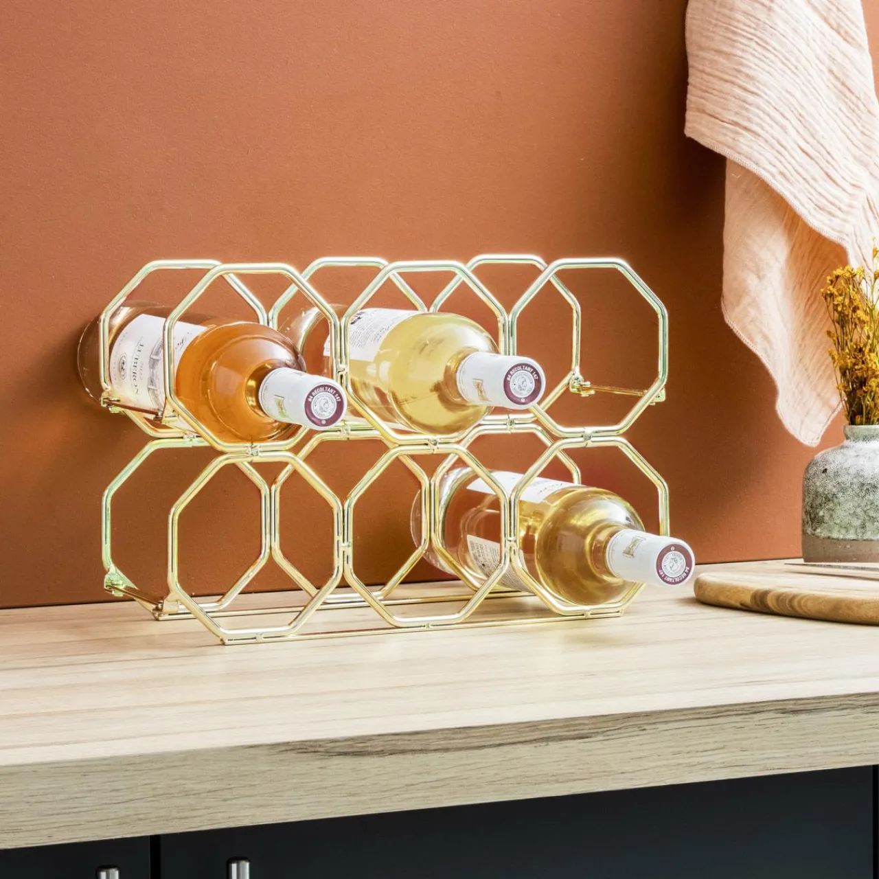 Range Bouteilles|EMINZA Range-bouteilles métal pliable (H22 cm) Elio Or