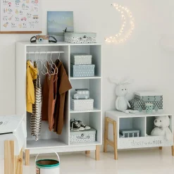 Petit Meuble Enfant|ATMOSPHERA Rangement enfant casier double (H40 cm) Ecriture Blanc