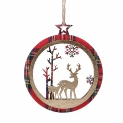 Décoration De Sapin|KAEMINGK Renne à suspendre (D9 cm) En promenade Rouge
