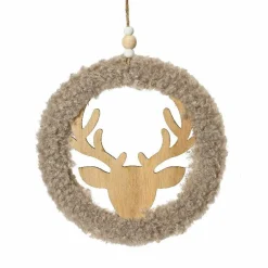 Décoration De Sapin|KAEMINGK Renne à suspendre (H19 cm) Couronne Marron