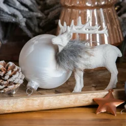 Décoration De Sapin|KAEMINGK Renne à suspendre (H15 cm) Marius Blanc
