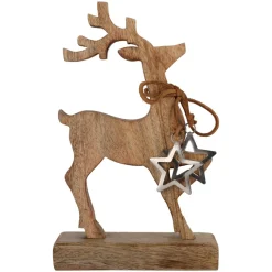 Père Noël, Animaux Et Personnage|KOOPMAN Renne de Noël en de manguier (H26 cm) Nature sauvage Bois