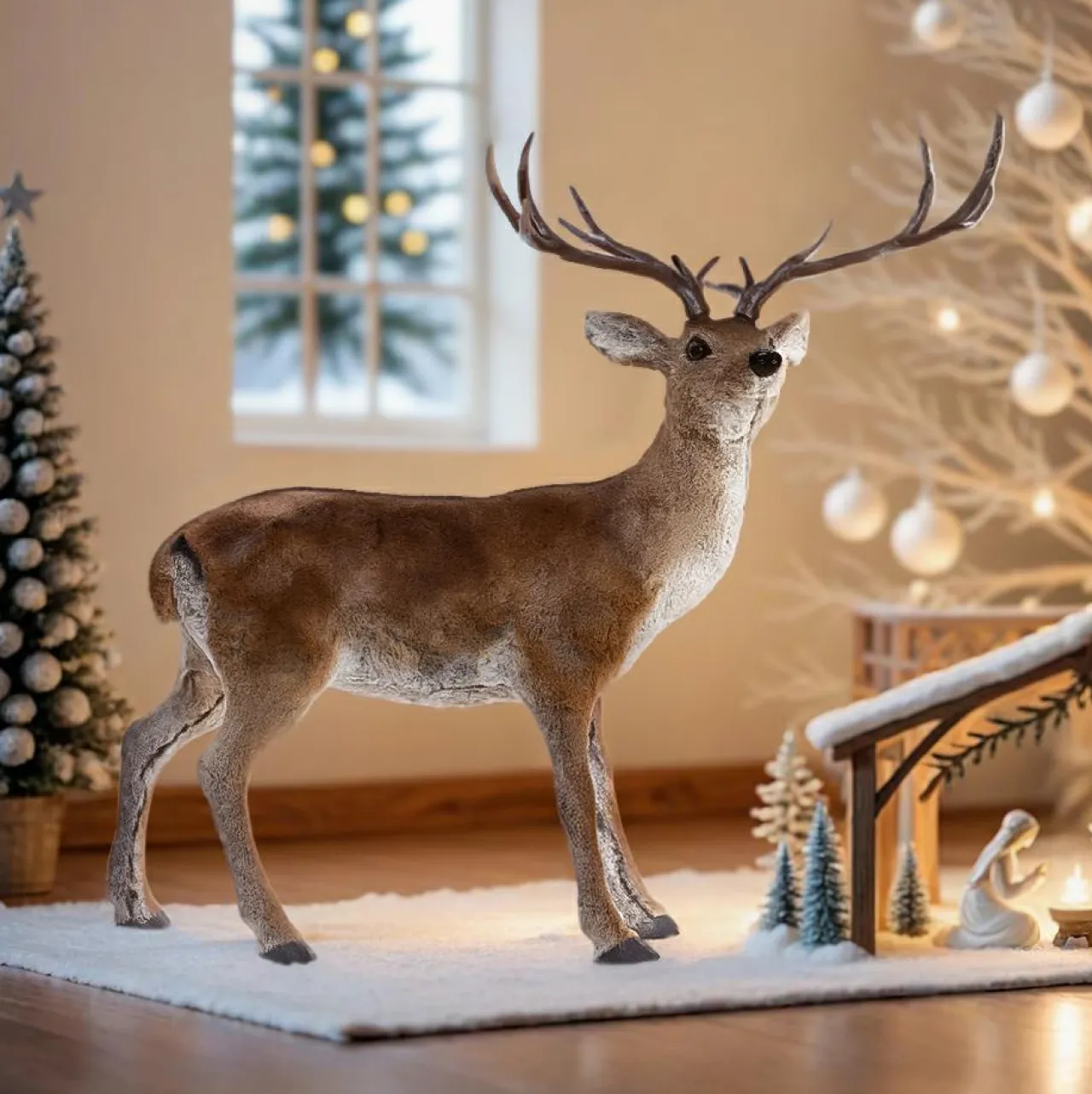 Personnage, Objet Grand Format|Père Noël, Animaux Et Personnage|KAEMINGK Renne de Noël fait main (H92 cm) Hazel Fourrure Naturel Marron