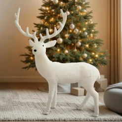 Personnage, Objet Grand Format|Père Noël, Animaux Et Personnage|Feeric Lights & Christmas Renne de Noël (H116 cm) Billie Blanc