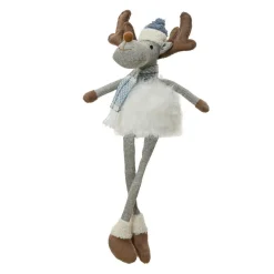Père Noël, Animaux Et Personnage|KAEMINGK Renne de Noël jambes souples (H51 cm) Stan et fourrure blanche Gris