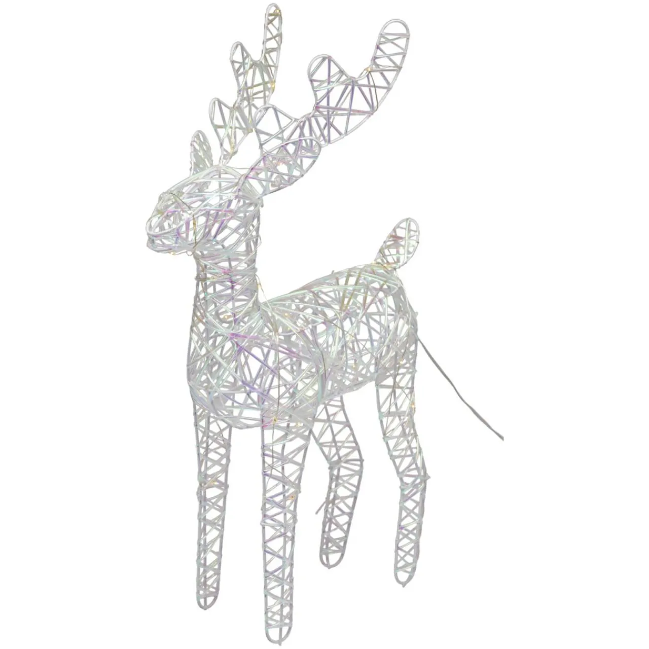 Père Noël, Animaux Et Personnage|Déco Et Objet Lumineux|KOOPMAN Renne de Noël lumineux à piles (H37 cm) Gulliver Irisé et blanc chaud Transparent irisé