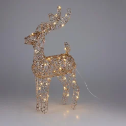Père Noël, Animaux Et Personnage|Déco Et Objet De Noël|KOOPMAN Renne de Noël lumineux à piles (H37 cm) Gulliver et blanc chaud Or