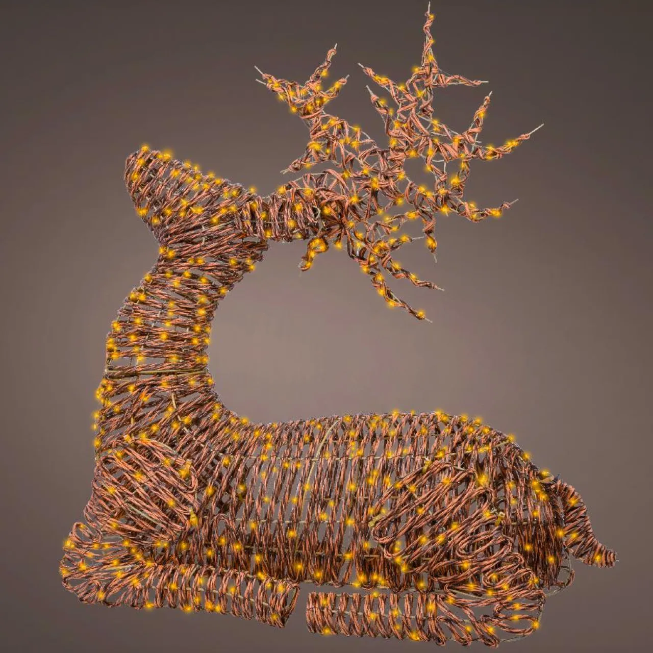 Père Noël, Animaux Et Personnage|Déco Et Objet Lumineux|EMINZA Renne lumineux 630 Led (H88 cm) Stan résine tressée Brun et Blanc chaud Marron