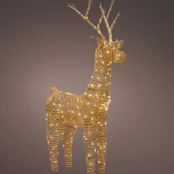 Père Noël, Animaux Et Personnage|Déco Et Objet Lumineux|EMINZA Renne lumineux 360 Micro LED (H104 cm) Dan résine tressée et Blanc chaud Naturel
