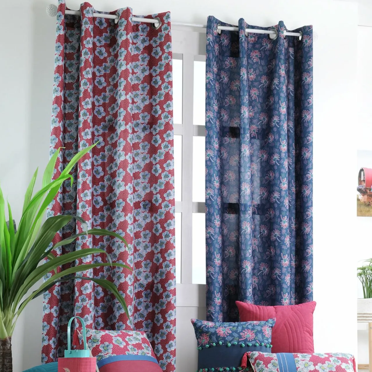 Rideau|LOVELY CASA Rideau (135 x 260 cm) Bohochic Bleu