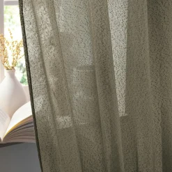 Rideau|EMINZA Rideau ajustable bouclette (140 x max 300 cm) Eliott Vert kaki