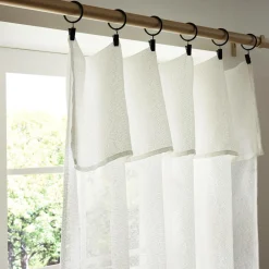 Rideau|EMINZA Rideau ajustable bouclette (140 x max 300 cm) Eliott Ivoire