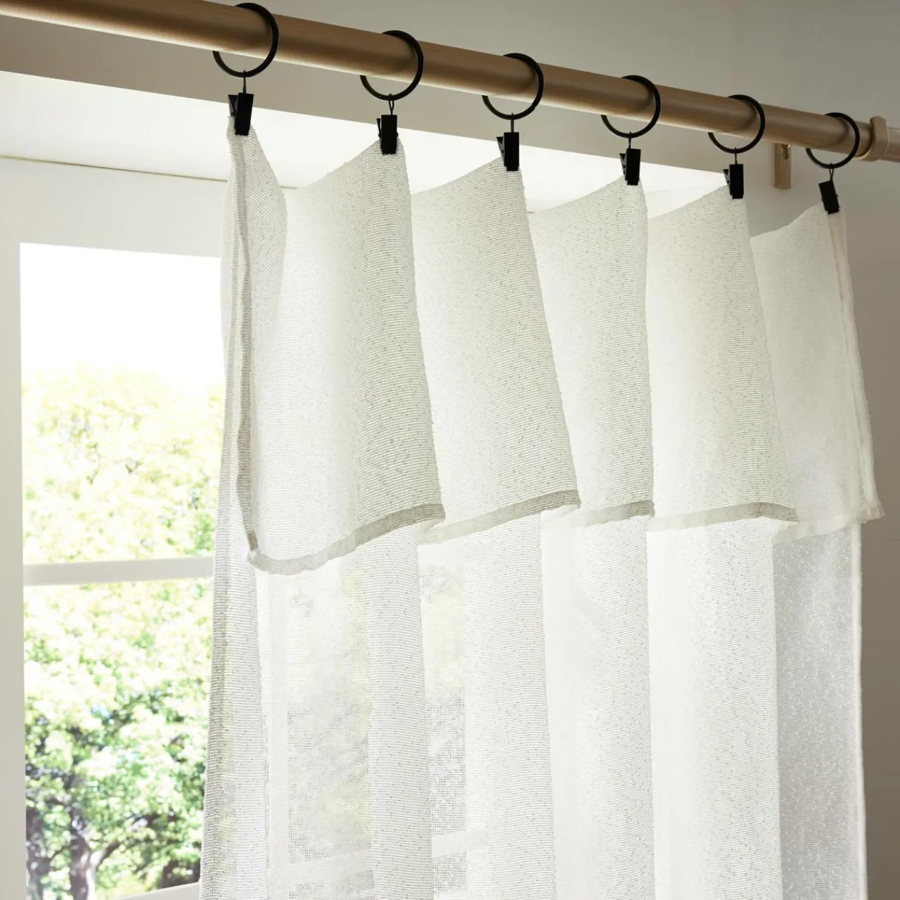 Rideau|EMINZA Rideau ajustable bouclette (140 x max 300 cm) Eliott Ivoire