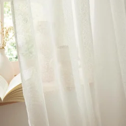 Rideau|EMINZA Rideau ajustable bouclette (140 x max 300 cm) Eliott Ivoire