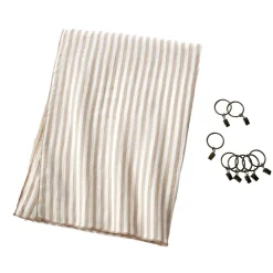 Rideau|EMINZA Rideau ajustable gaze de coton (140 x 300 cm) Gaïa rayures Ficelle Rayure Ficelle