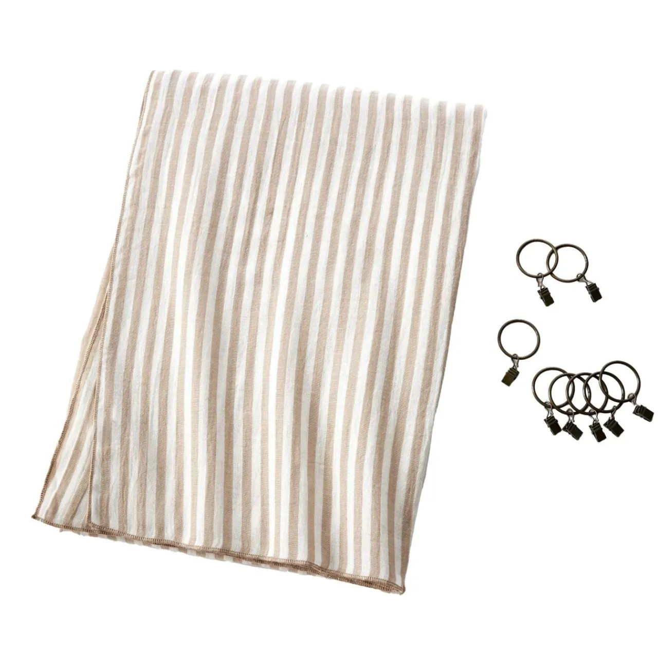 Rideau|EMINZA Rideau ajustable gaze de coton (140 x 300 cm) Gaïa rayures Ficelle Rayure Ficelle