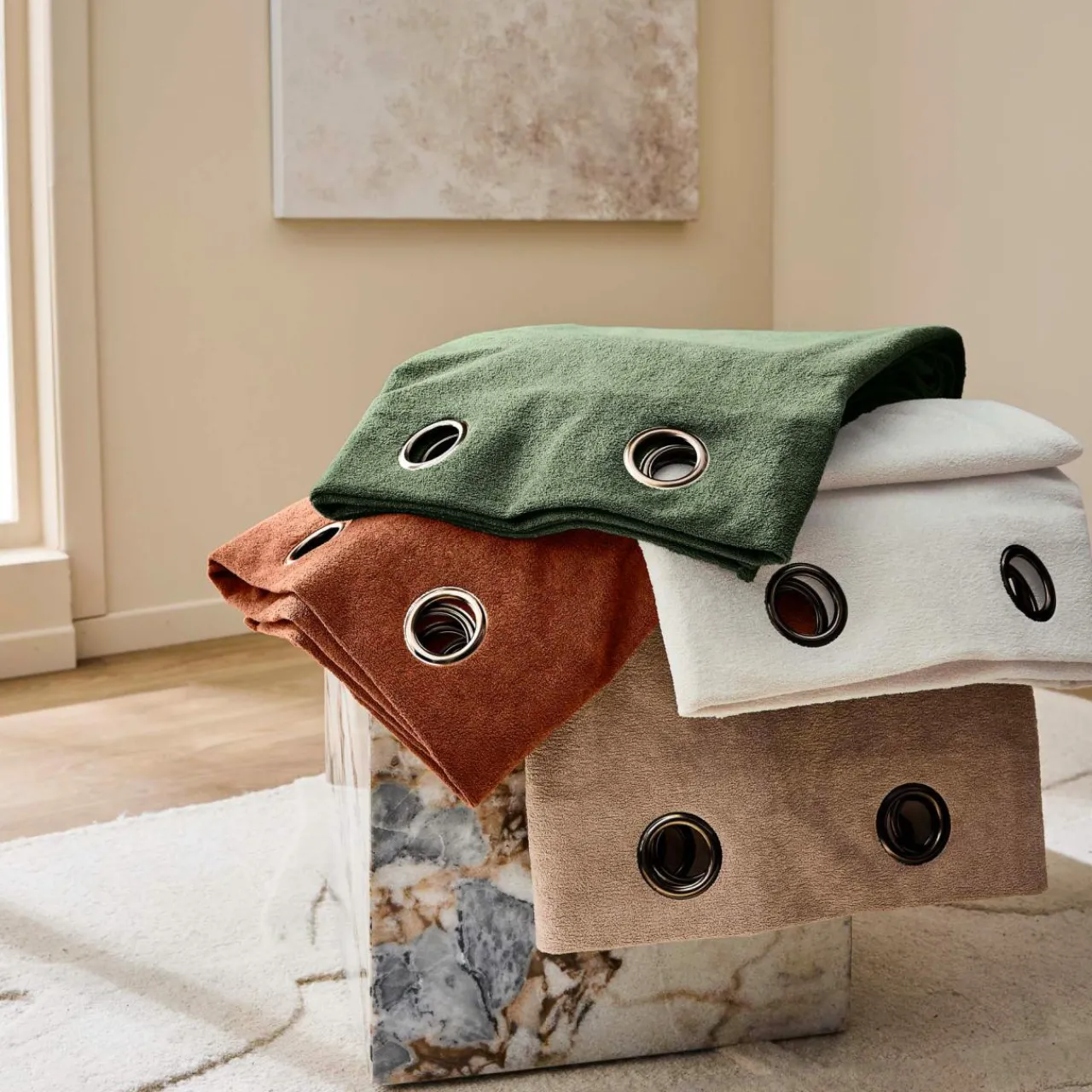 Rideau|douceur d'intu017drieur Rideau bouclette (140 x 260 cm) Winona Terracotta