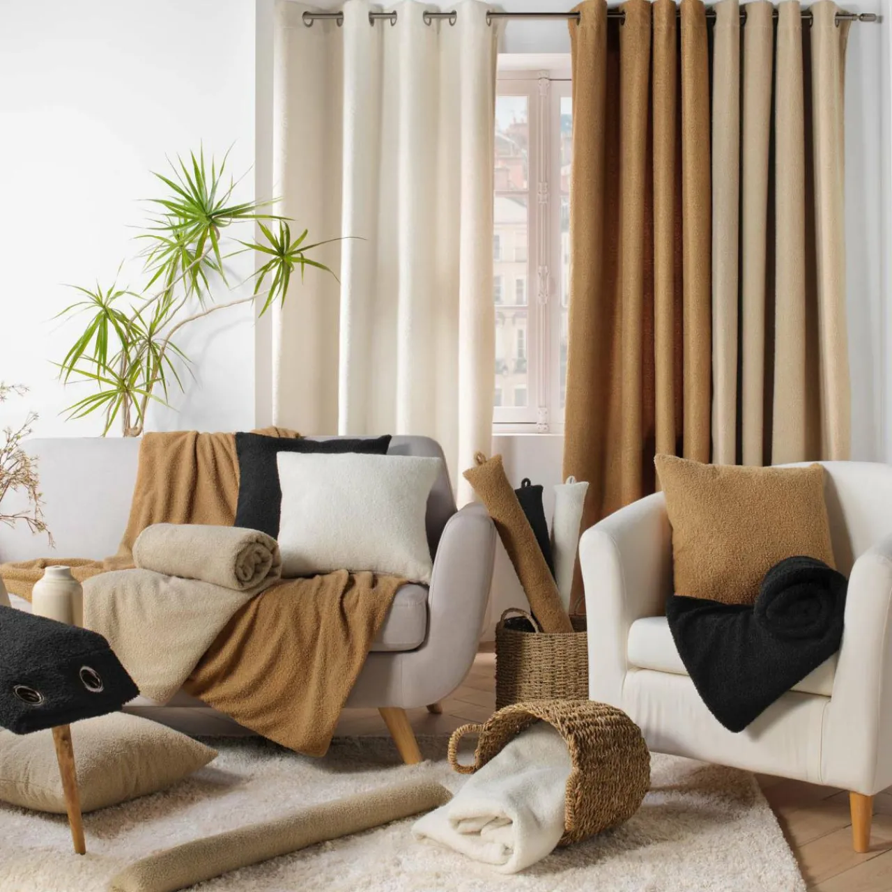 Rideau|DOUCEUR D'INTERIEUR Rideau bouclette (140 x 240 cm) Wooly Camel