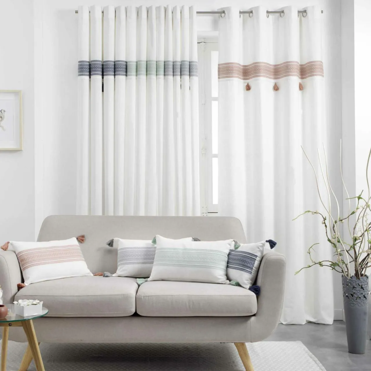 Rideau|DOUCEUR D'INTERIEUR Rideau coton (140 x 240 cm) Amaya Gris