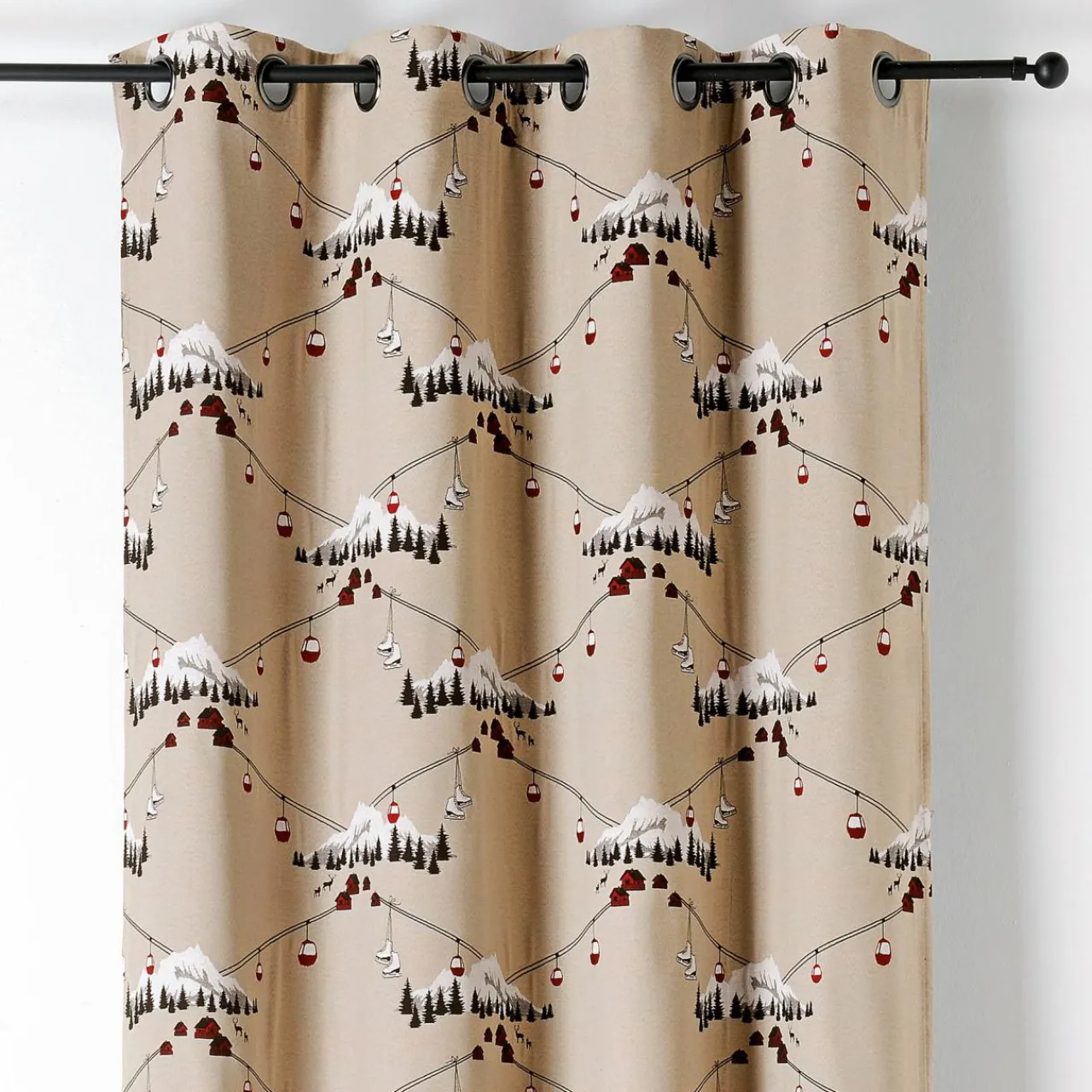 Rideau|LINDER Rideau coton (140 x 260 cm) Chamonix Rouge