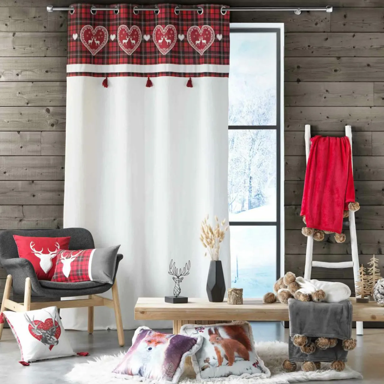 Rideau|DOUCEUR D'INTERIEUR Rideau coton (140 x 240 cm) Heidi Rouge