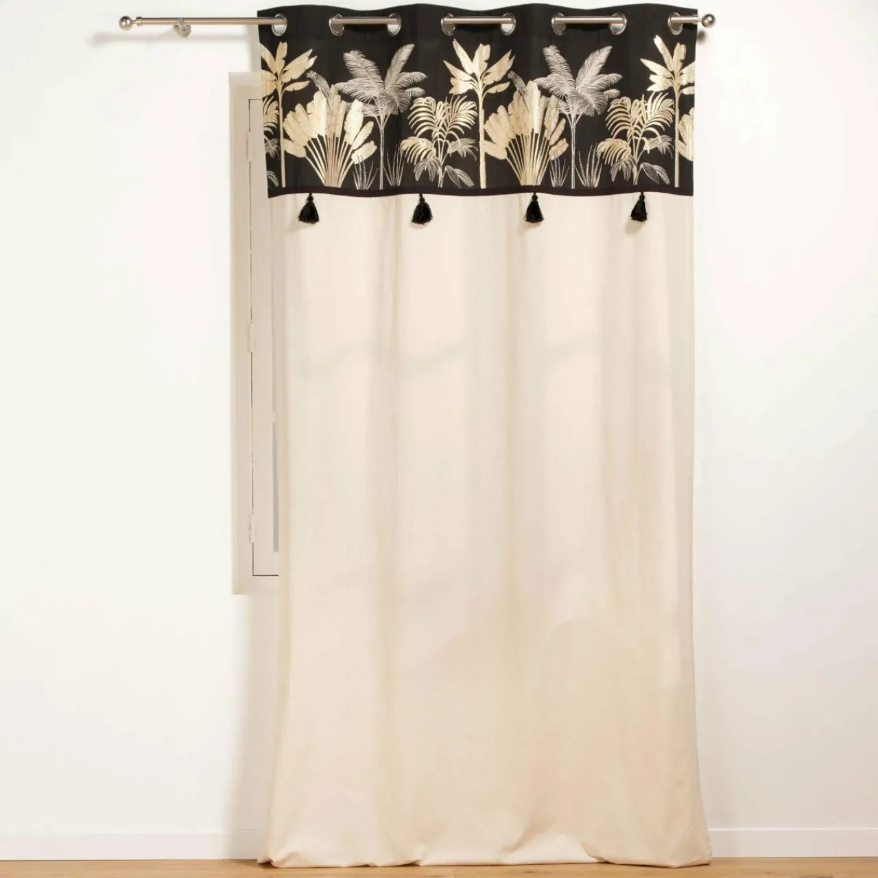 Rideau|DOUCEUR D'INTERIEUR Rideau coton (140 x 240 cm) Karaba Noir