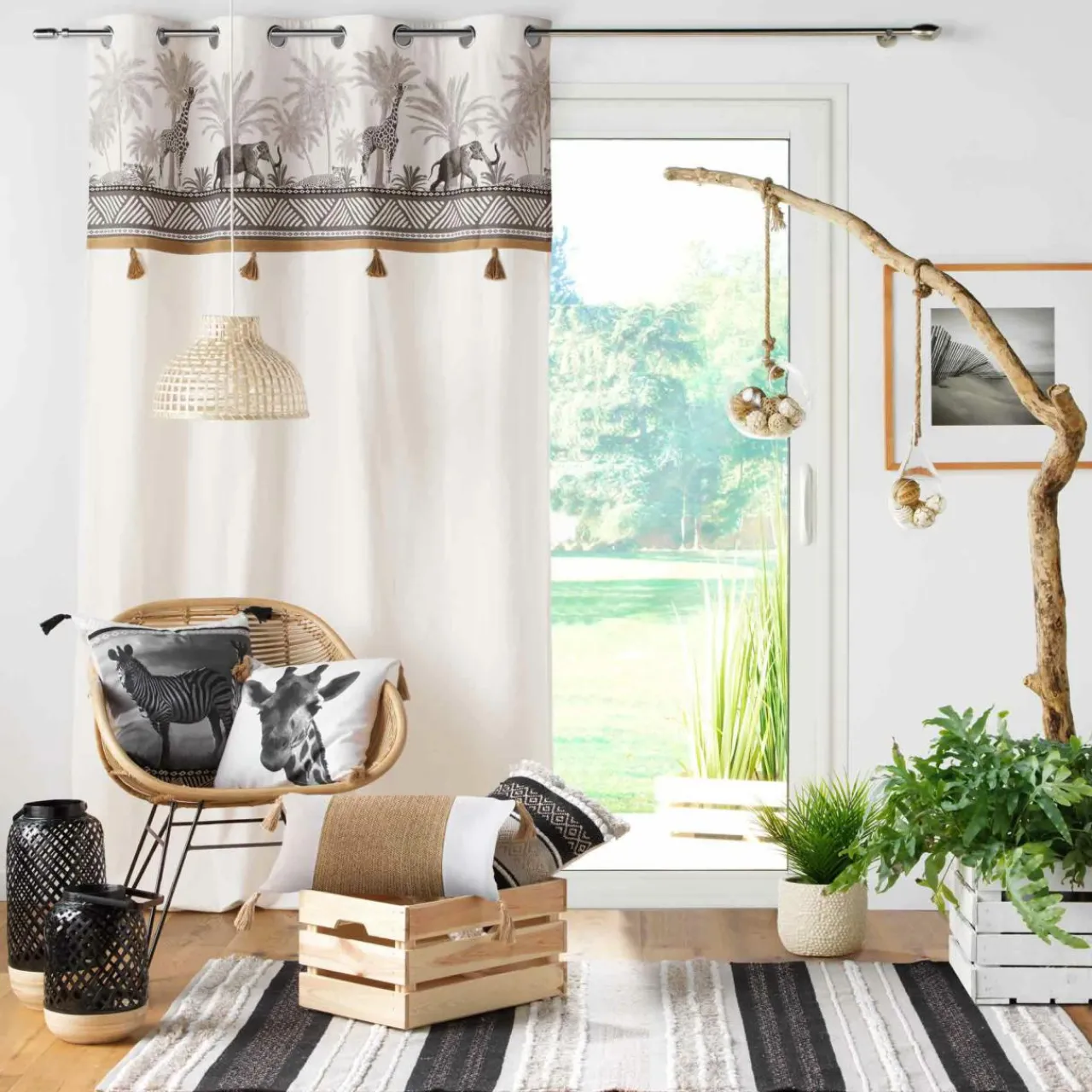 Rideau|DOUCEUR D'INTERIEUR Rideau coton (140 x 240 cm) Kenya lodge Ecru
