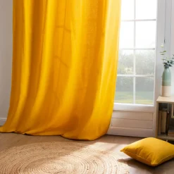 Rideau|EMINZA Rideau coton (140 x 260 cm) Pixel Jaune moutarde