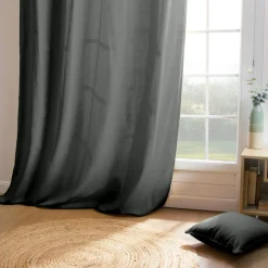 Rideau|EMINZA Rideau coton (140 x 260 cm) Pixel Gris Anthracite