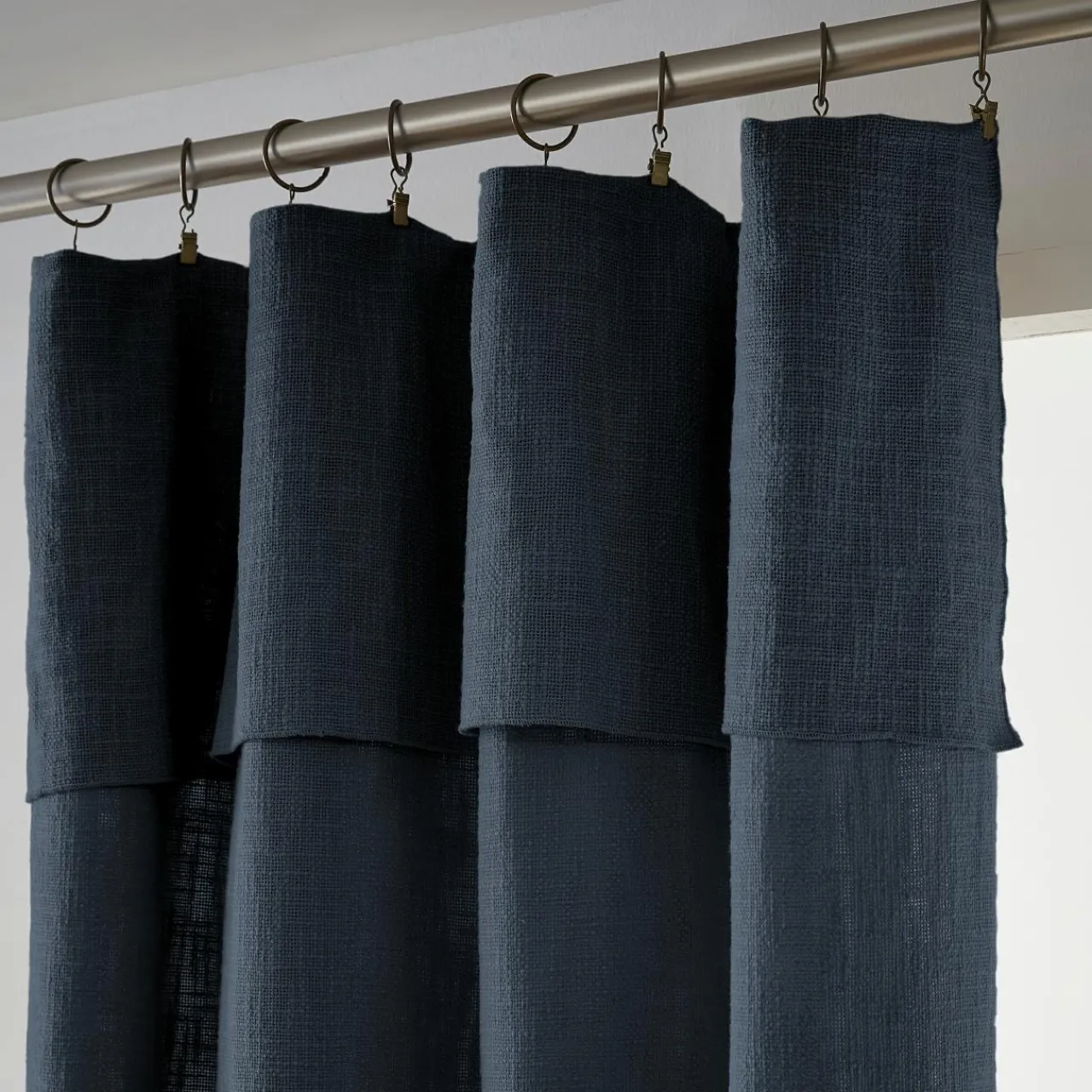 Rideau|L'EFFET PAPILLON Rideau coton ajustable (140 x max 270 cm) Sixtine Bleu nuit