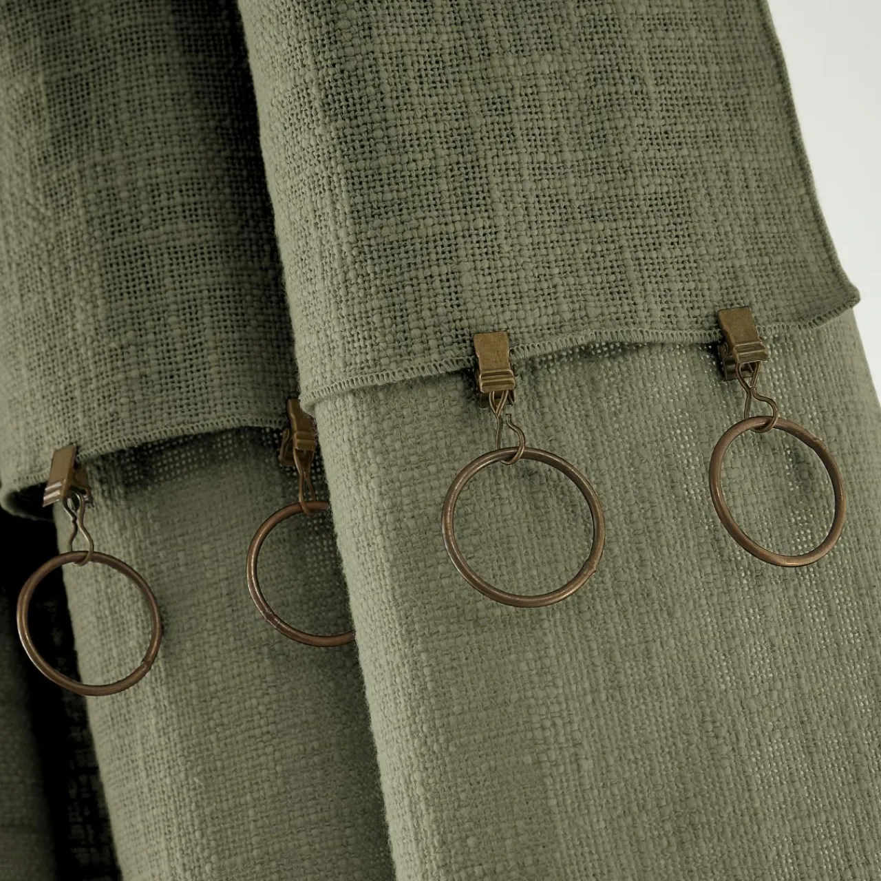 Rideau|L'EFFET PAPILLON Rideau coton ajustable (140 x max 270 cm) Sixtine Vert romarin