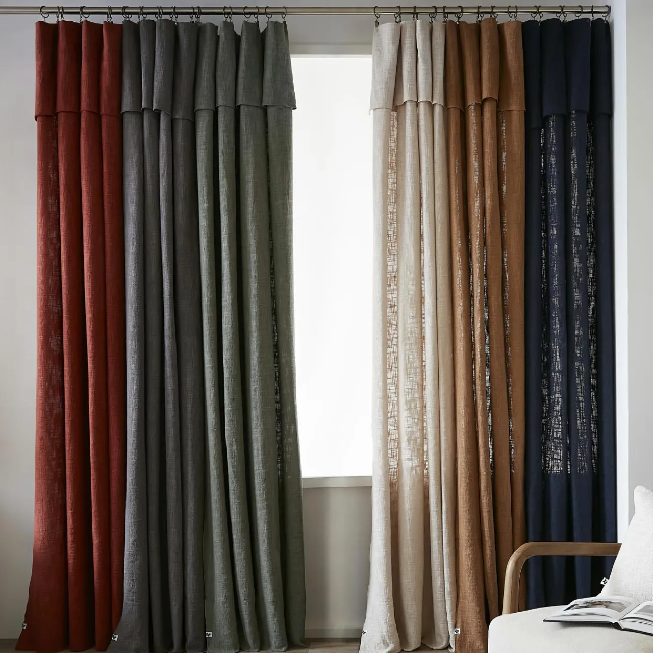 Rideau|L'EFFET PAPILLON Rideau coton ajustable (140 x max 270 cm) Sixtine Beige