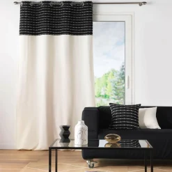 Rideau|DOUCEUR D'INTERIEUR Rideau coton recyclé (140 x 240 cm) Linechic Noir