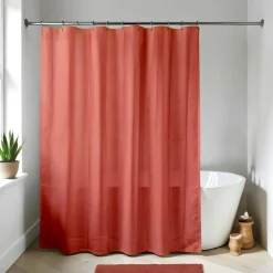 Accessoire Salle De Bain|Rideau De Douche|TENDANCE Rideau de douche à anneaux (180 x 200 cm) Uni Terracotta