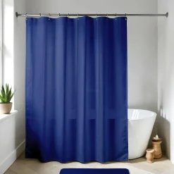 Accessoire Salle De Bain|Rideau De Douche| Rideau de douche à anneaux (180 x 200 cm) Uni Bleu roi