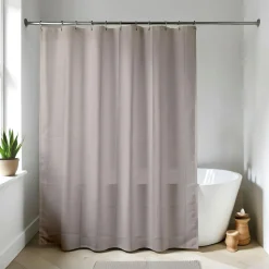 Accessoire Salle De Bain|Rideau De Douche| Rideau de douche à anneaux (180 x 200 cm) Uni Taupe
