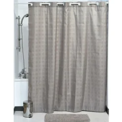 Accessoire Salle De Bain|Rideau De Douche|TENDANCE Rideau de douche avec œillets integrés (180 x 200 cm) Carrés Taupe