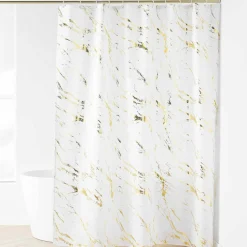 Accessoire Salle De Bain|Rideau De Douche|douceur d'intu017drieur Rideau de douche effet marbre (180 x 200 cm) Aquamarbre Blanc