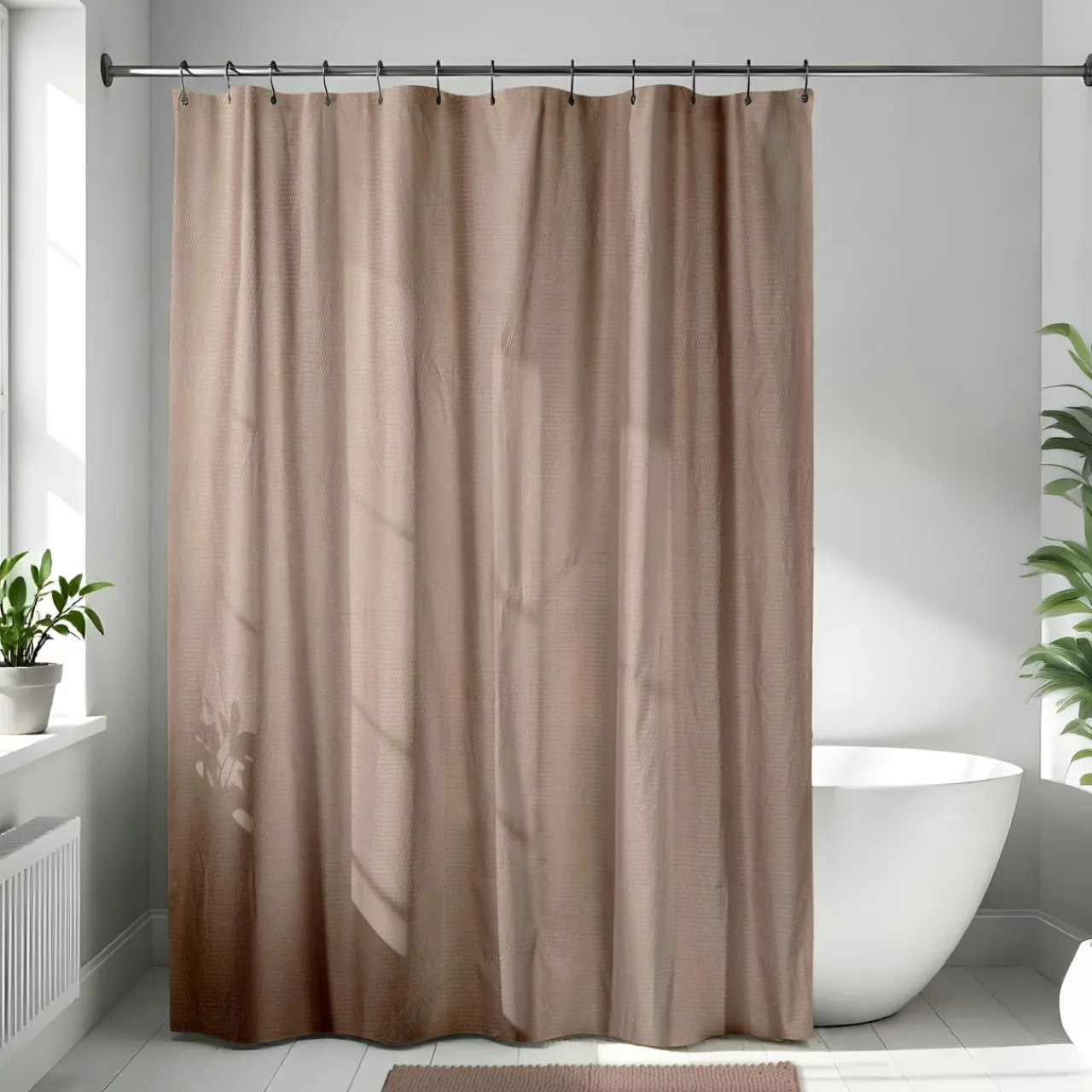 Accessoire Salle De Bain|Rideau De Douche|TENDANCE Rideau de douche en microfibre (180 x 200 cm) Gauffré Cappuccino Marron